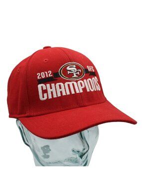 San Francisco 49ers Football Red 2012 NFC Champions Hat Cap NFL Hook And Loop